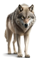 scary wolf front view, isolated on transparent background. generative ai