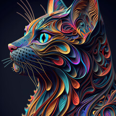  Cat, colorful, intricate details