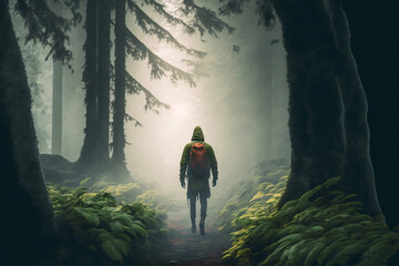 Wall Mural - Journeying Alone: The Adventure of Exploring the Forest