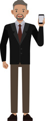 Office man wear black suit and red tie character design. Presentation in various action with emotions, running, standing and walking.