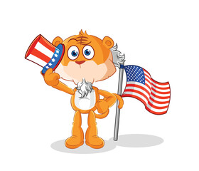 Canvas Print - tiger uncle sam character. cartoon mascot vector