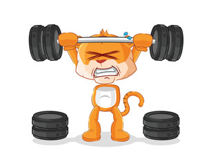 Wall Mural - tiger lifting the barbell character. cartoon mascot vector