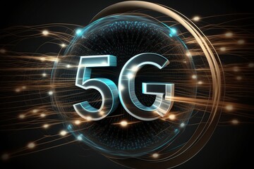 illustration, high speed mobile internet network symbol concept, ai generative