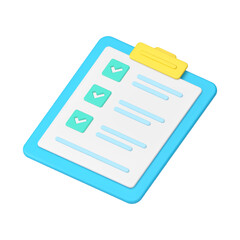 Poster - Check list clipboard choice decision document note organizer page to do checkmark 3d icon vector