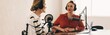 © Jacob Lund - Female radio dj interviewing a guest on her show