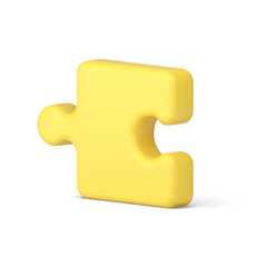 Poster - Puzzle piece jigsaw brainstorming game for assembling details challenge 3d icon realistic vector