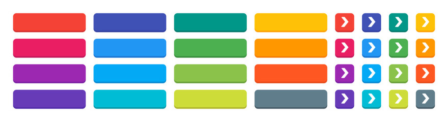 Leinwandbilder - Flat design colorful button vector set. Template of modern buttons for web interface in different colors.