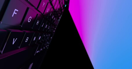 Aufkleber - 4k Resolution Video: Сamera Аlies Between the Glowing Keyboard and the Laptop Screen extreme closeup with Alpha Matte