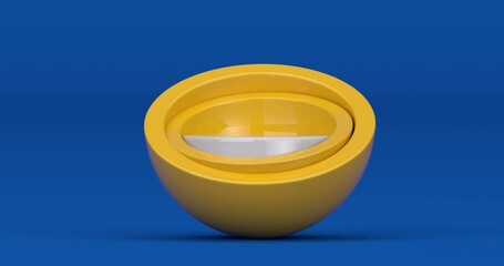 Fototapete - 4k Resolution Video: Elegant and Modern Product Presentation Promotion Stand or Pedestal in Shape of Spheres Seamless Looped Rotating on a blue background with Alpha Matte