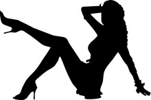 Silhouette Of A Woman Sexy Sitting With High Heel