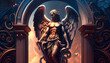 Majestatic angel guarding the gate of Heaven, generative ai