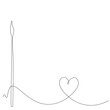 Paint brush love heart line drawing on white background vector illustration