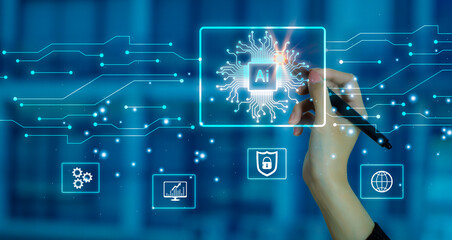Fototapete - Artificial intelligence Machine Learning Business Internet Technology Concept.