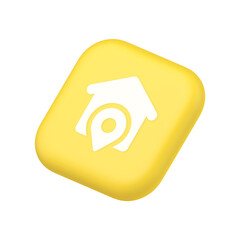 Poster - House location GPS route button distance navigation map pin pointer address direction 3d isometric icon