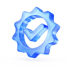 Fototapete - Check Mark with Star Shape isolated on white background. Approved, verification Icon.