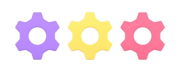 Poster - Gear mechanism machine cog development settings engineering process 3d icon set realistic vector
