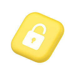 Poster - Open lock button cyberspace password security protection service symbol website icon 3d rendering