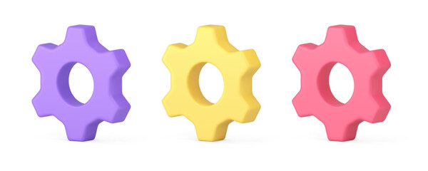 Poster - Gear industrial cogwheel technical engineering mechanism cog industrial tool 3d icon set vector