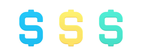 Poster - Dollar USD American currency exchange symbol banking bill financial cash money 3d icon set vector