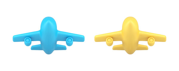 Poster - Airplane flying air travel passenger cargo plane international deliver 3d icon set realistic vector