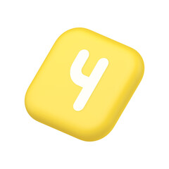 Poster - Four number yellow squared button keyboard interface financial calculation service 3d isometric icon