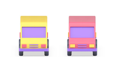 Poster - truck lorry van cargo transportation automobile service cab front view 3d icon set realistic vector