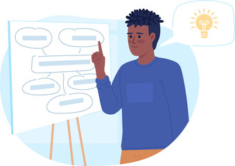 Aufkleber - Strategic planning process flat concept vector spot illustration. Editable 2D cartoon character on white for web design. Following plan and making decisions creative idea for website, mobile, magazine