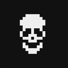 Wall Mural - Human skull pixel art icon, isolated on white background vector illustration. 8-bit sprite.Design stickers, logo, mobile app, embroidery.