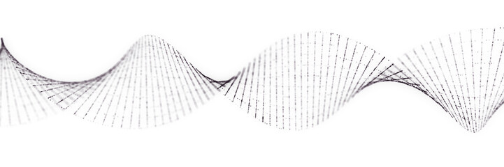 Poster - Futuristic dynamic swirling digital wave on white background. Abstract nanotechnology flow. Science background concept. 3D rendering.