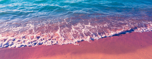 Wall Mural - seascape at sunset. beautiful beach in the evening. surf line. horizontal banner