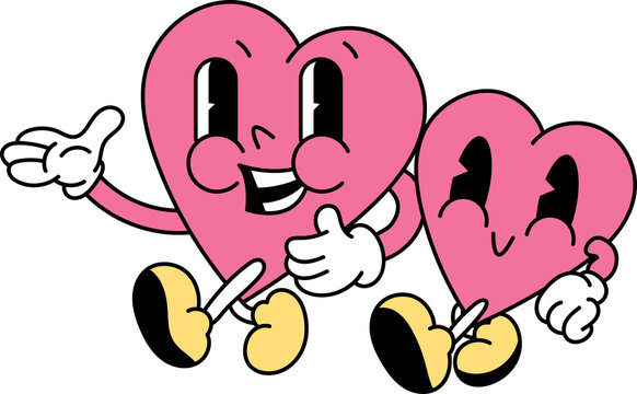 Comic heart 70s groovy vector
