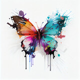 Fototapeta Motyle - Watercolor butterfly splash background. Generative AI