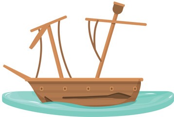 Wall Mural - Ocean shipwreck icon cartoon vector. Old ship. Pirate boat