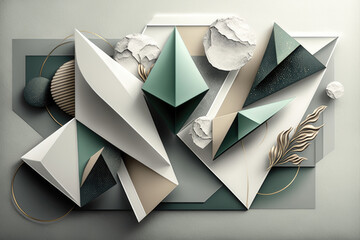 Wall Mural - 3d triangles mural ai generative.