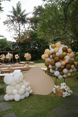 Wall Mural - creative gender neutral baby shower or birthday decoration in the garden. bohemian style outdoor eve