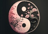 Yin Yang symbol with blooming Sakura in it created with Generative AI Tools