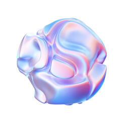 Abstract metallic shape with holographic gradient. 3d render. 