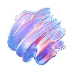 Abstract metallic shape with holographic gradient. 3d render. 