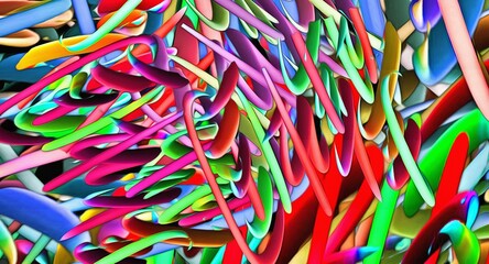 Poster - Abstract psychedelic fractal background of stylized watercolor illustration, colored chaotically blurred spots and paint strokes of different sizes and shapes
