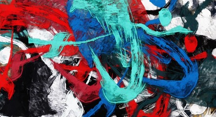 Poster - Abstract psychedelic fractal background of stylized watercolor illustration, colored chaotically blurred spots and paint strokes of different sizes and shapes