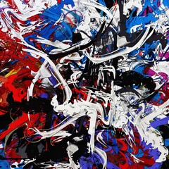 Poster - Abstract psychedelic fractal background of stylized watercolor illustration, colored chaotically blurred spots and paint strokes of different sizes and shapes