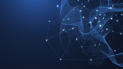 Poster - Global network connection illustration. World map point and line composition concept of global business. Global internet technology. Big data visualization illustration