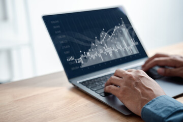 Aufkleber - Investor Planning and strategy, Stock market, business people working with technical price graph and indicator, candlestick chart and stock trading tablet screen financial investment growth concept.