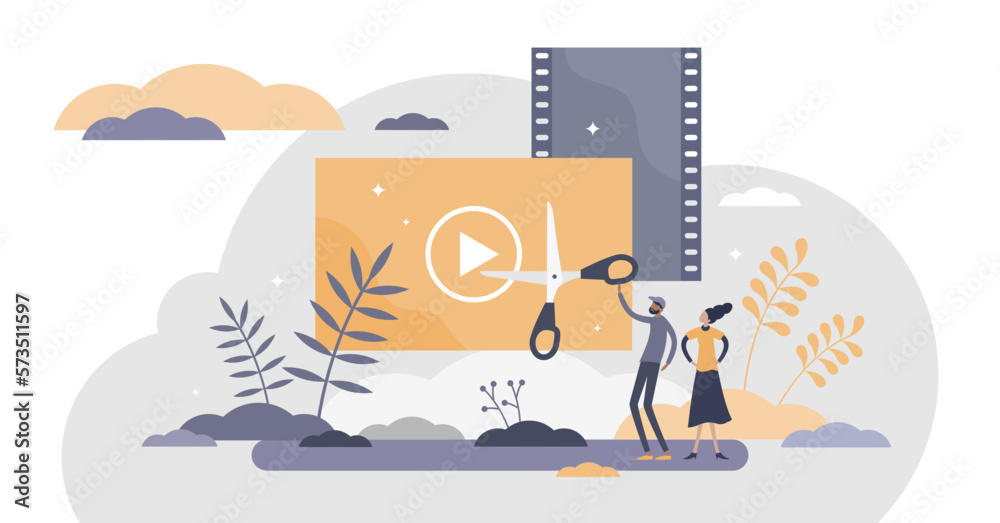 Video editing software app for visual communication flat tiny persons ...