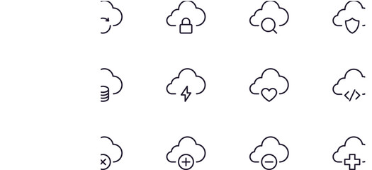 Fototapete - Single line icon of cloud. High quality vector illustration for design, web sites, internet shops, online books etc. Editable stroke in trendy flat style isolated on white background