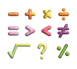3D Math Symbols PNG, Shapes Names, set of math symbols