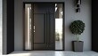 beautiful modern black front door gives a good impression of the house before entering the apartment