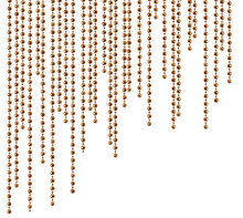 Golden Glitter Pearl Chain Glamour Disco Curtain Isolated