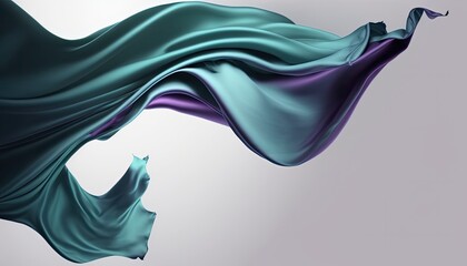 Wall Mural - Elegant Fashion Flying Sea Green and Purple Satin Silk Cloth Design for Product Display. AI-Generated, Digital Illustration.