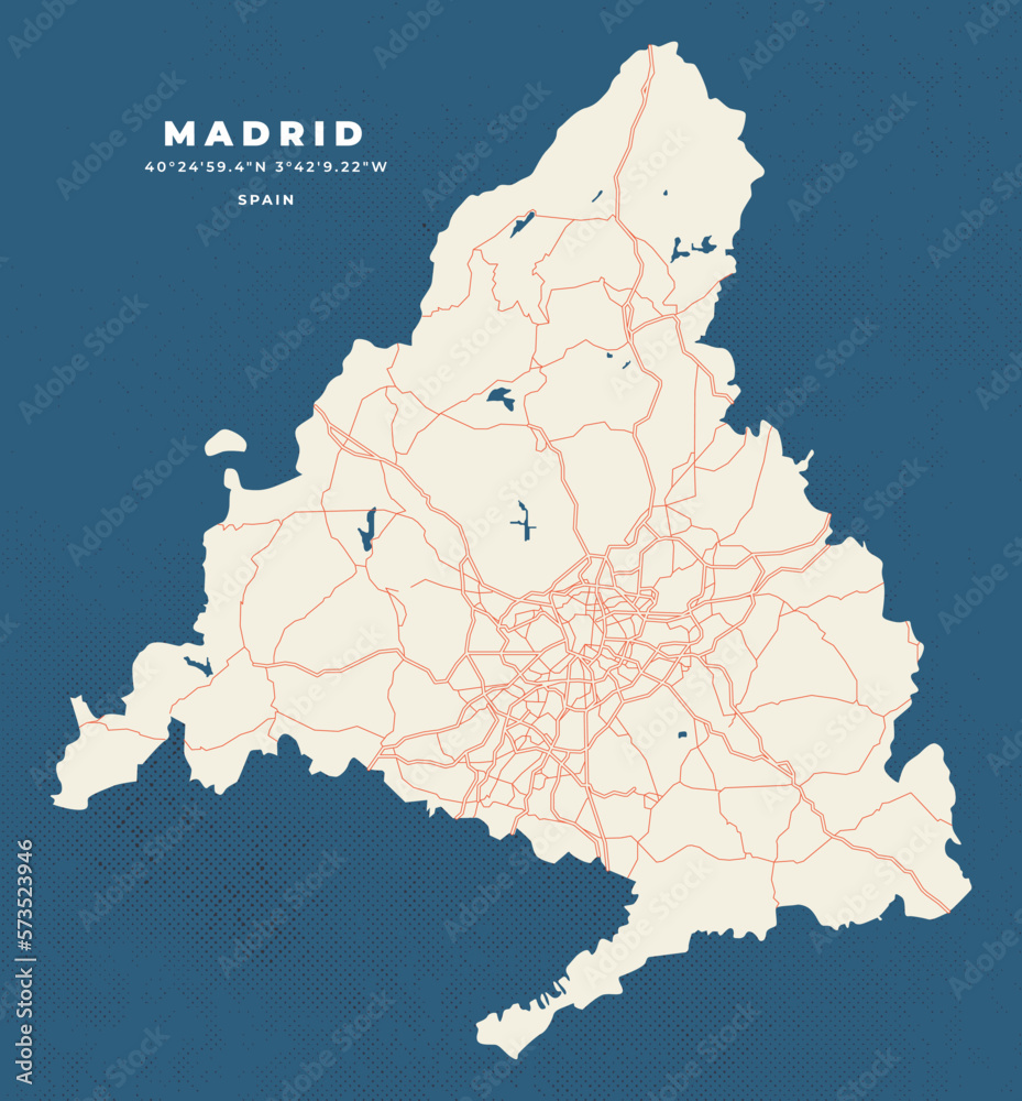 Community of Madrid area map vector poster flyer Stock Vector | Adobe Stock